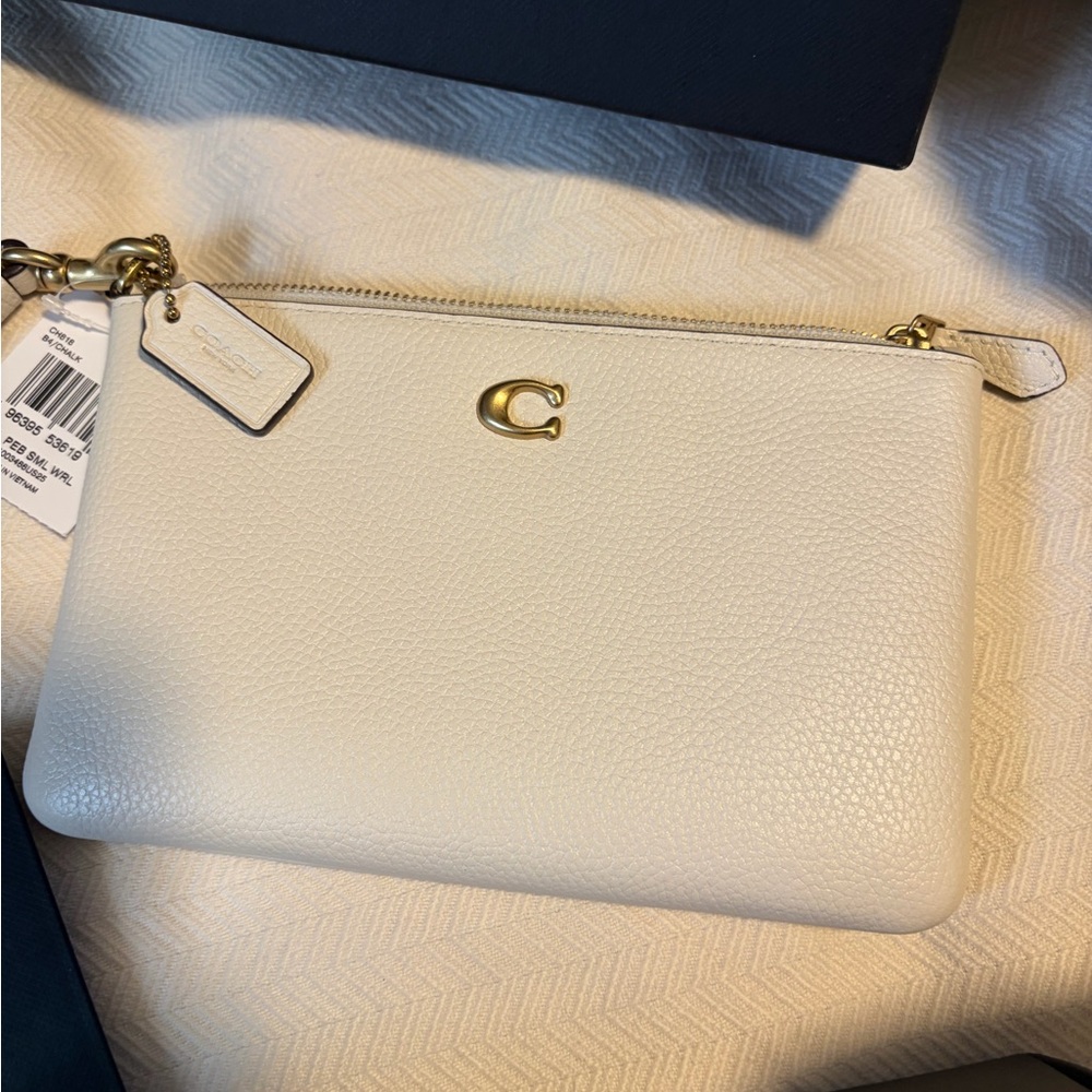 Coach Cream Wristlet Clutch with Gold Accents - Picture 2 of 7